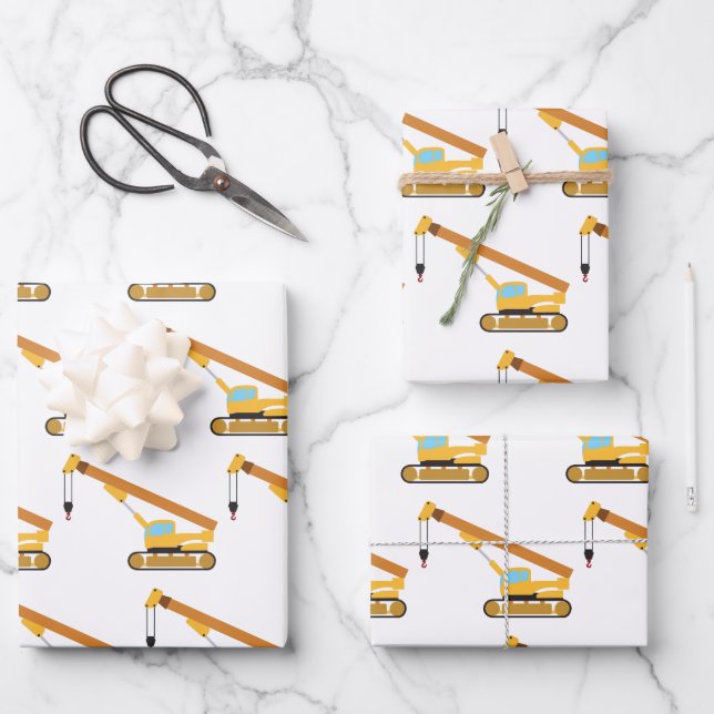 Feuille De Papier Cadeau Camion de construction de grue (Recto)
