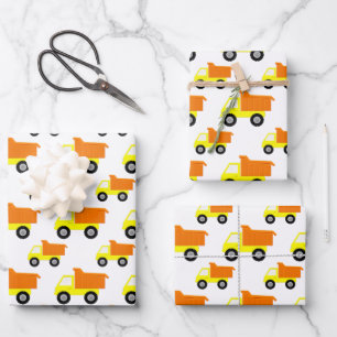 Feuille De Papier Cadeau Camion de construction Jaune Toy