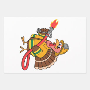 Feuille De Papier Cadeau Camions pompiers Thanksgiving Turquie