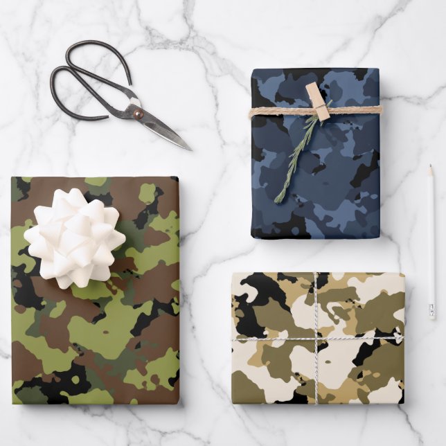 Feuille De Papier Cadeau Camo Assorti (Recto)