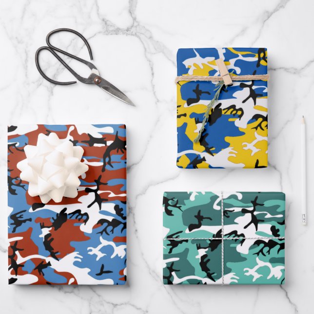 Feuille De Papier Cadeau Camo coloré agité (Recto)