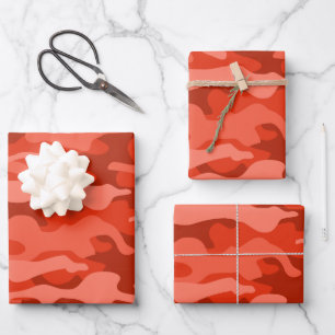 Feuille De Papier Cadeau Camo monochrome Soda orange