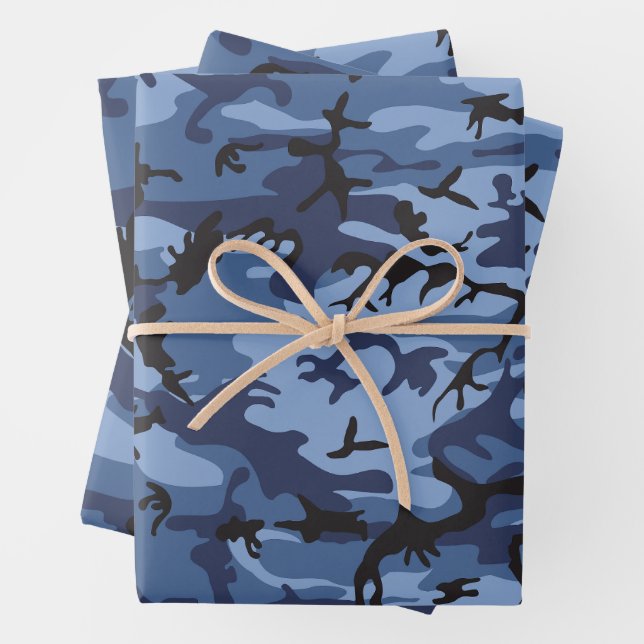 Feuille De Papier Cadeau Camouflage bleu marine, Militaire, Armée (En situation)