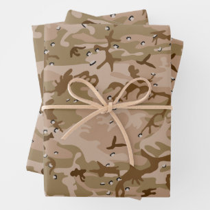 Feuille De Papier Cadeau Camouflage Désert Avec Galets, Militaire, Armée