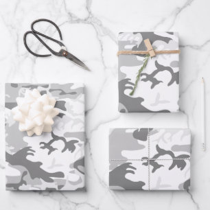 Feuille De Papier Cadeau Camouflage neige gris d'hiver, Militaire, Armée