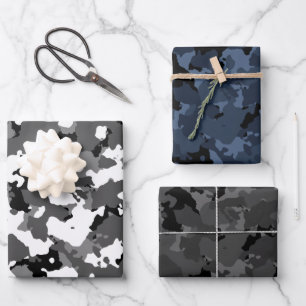 Feuille De Papier Cadeau Camouflage noir agité