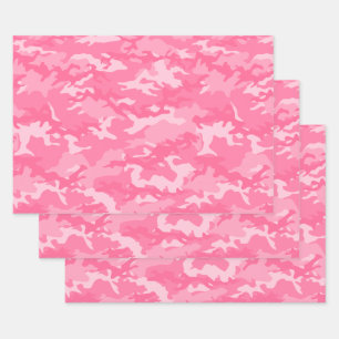 Feuille De Papier Cadeau Camouflage rose 1