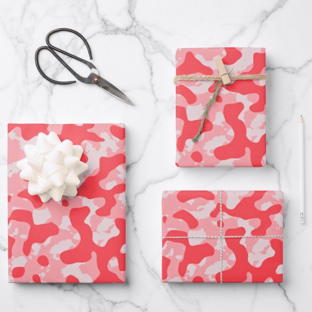 Feuille De Papier Cadeau Camouflage rouge (Recto)