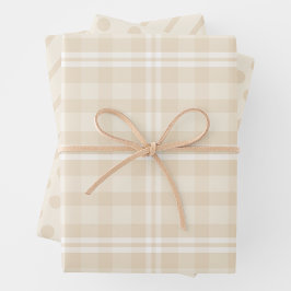 Feuille De Papier Cadeau Campagnard Chic Rustique Crème Carreaux, Points & 