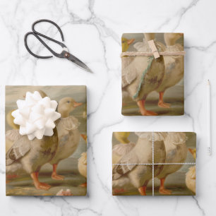 Feuille De Papier Cadeau Canards - Peinture à l'huile Style d'enveloppement