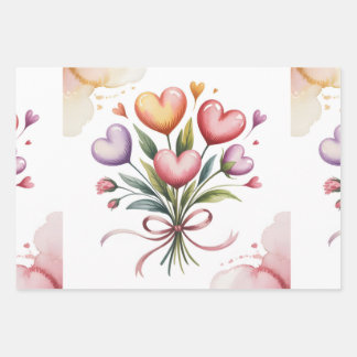 Feuille De Papier Cadeau Candy hearts Valentine bouquet 