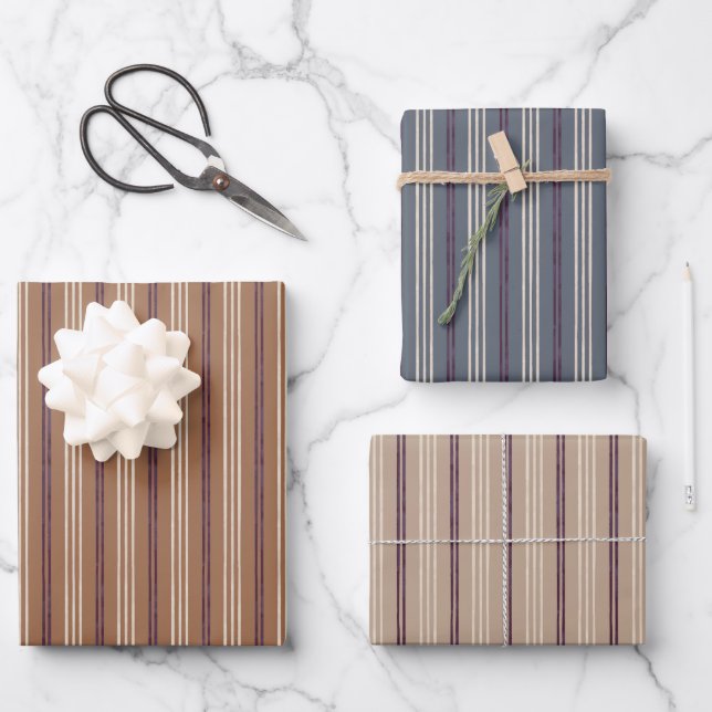 Feuille De Papier Cadeau Candycane Jeu de rayures de prune de sucre (Recto)