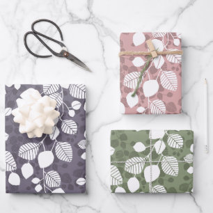 Feuille De Papier Cadeau Canopée de feuillage emmêlé Silhouette botanique m
