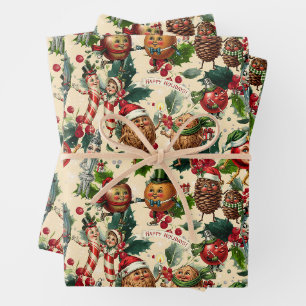 Feuille De Papier Cadeau Caractères de Noël lunaires