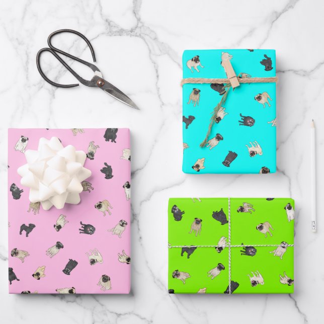 Feuille De Papier Cadeau Carlin Confetti - bulle rose, turquoise, vert  (Recto)