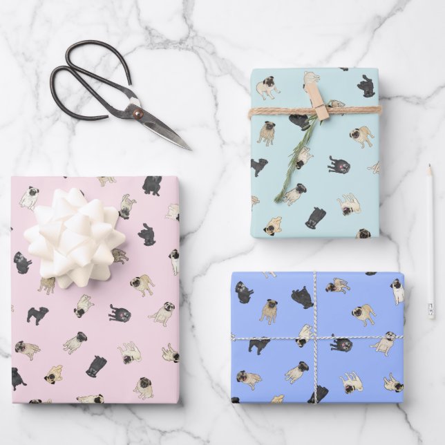 Feuille De Papier Cadeau Carlin Confetti - rose, bleu, aqua menthe (Recto)