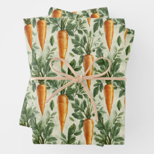 Feuille De Papier Cadeau Carotte Motif Spring Jardin Découpage