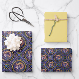 Feuille De Papier Cadeau Carreau géométrique de mandala d'astrologie du Bél