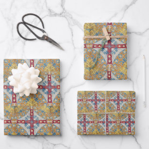 Feuille De Papier Cadeau Carreaux de croix espagnols