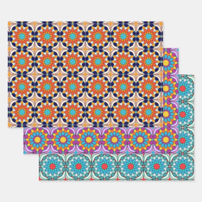 Feuille De Papier Cadeau Carreaux marocains (Lot)