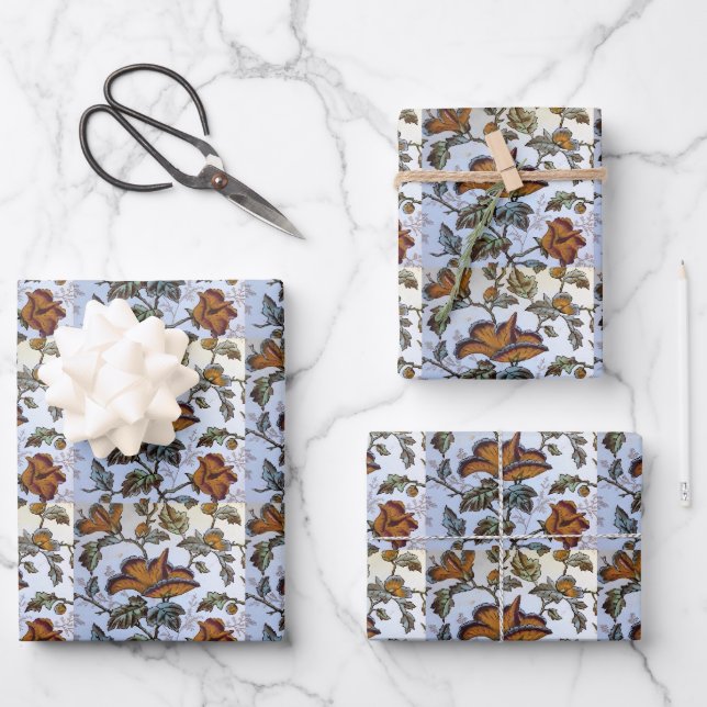 Feuille De Papier Cadeau Carrelage floral antique (Recto)