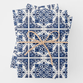 Feuille De Papier Cadeau Carrelage méditerranéen, Portugais, Azulejo, Majol