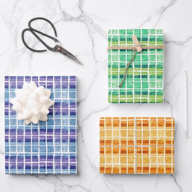 Feuille De Papier Cadeau Carrés bloqués (Recto)