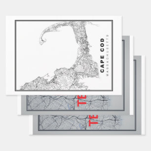 Feuille De Papier Cadeau Carte Cape Cod