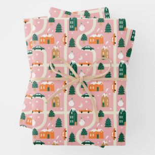 Feuille De Papier Cadeau Carte des vacances de Noël Motif