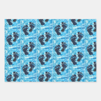 Feuille De Papier Cadeau Carte magnétique d'impression de pied Yeti
