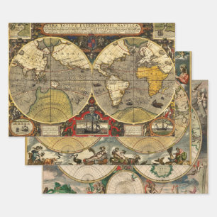 Feuille De Papier Cadeau Cartes du monde antique