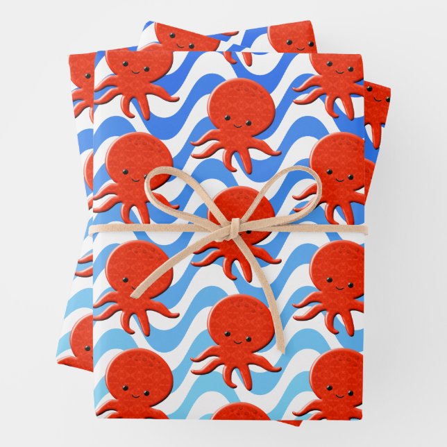 Feuille De Papier Cadeau Cartoon bleu épaisse (En situation)