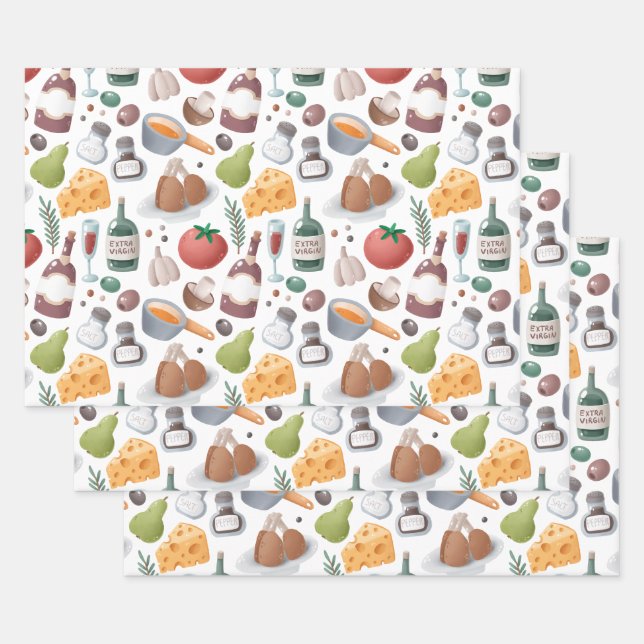 Feuille De Papier Cadeau Cartoon Food and Drink (Lot)