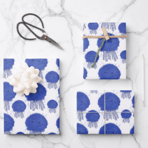 Feuille De Papier Cadeau Cartoon Jellyfish Aquarelle Peinture Motif