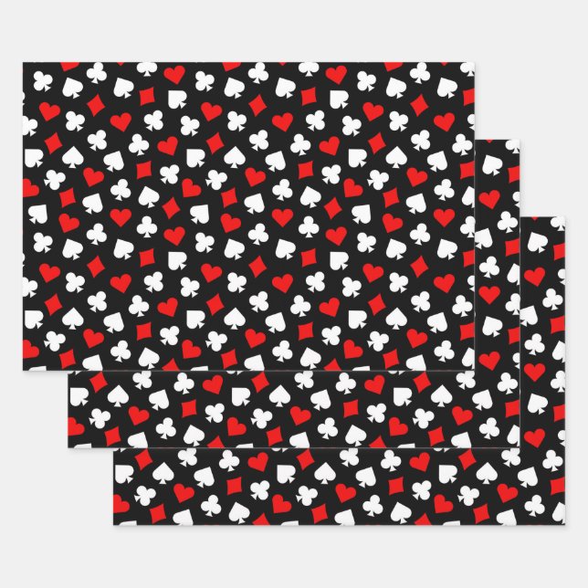 Feuille De Papier Cadeau Casino noir rouge et blanc (Lot)