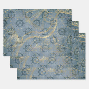 Feuille De Papier Cadeau Casque de navire en bleu