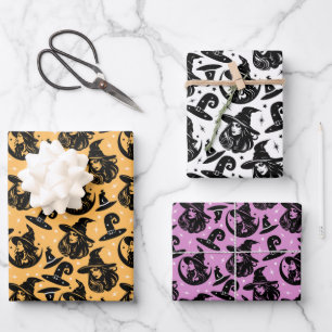 Feuille De Papier Cadeau Casquette de femme d'Halloween moderne