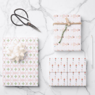 Feuille De Papier Cadeau Casse-Noisette Rose Prépa pour Fille Noël
