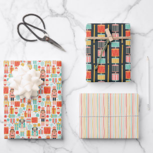 Feuille De Papier Cadeau Casse-noix coloré de vacances