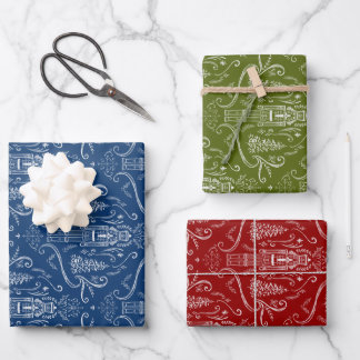 Feuille De Papier Cadeau Casse-noix craie gribouillage Noël