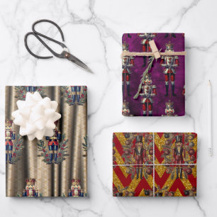 Feuille De Papier Cadeau Casse-noix Purple Gold Red