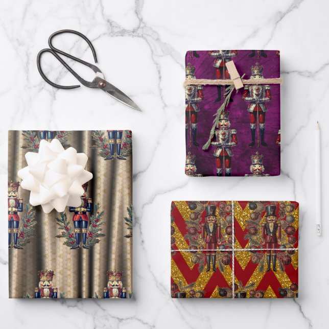 Feuille De Papier Cadeau Casse-noix Purple Gold Red (Recto)