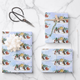 Feuille De Papier Cadeau Cavalier King Charles Spaniel Vacances d'hiver