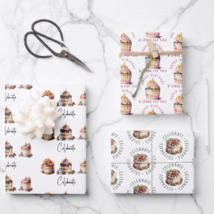Feuille De Papier Cadeau Célébration des gâteaux