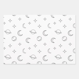 Feuille De Papier Cadeau Celestial Line Art
