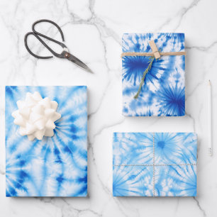 Feuille De Papier Cadeau Cercles bleus Teint