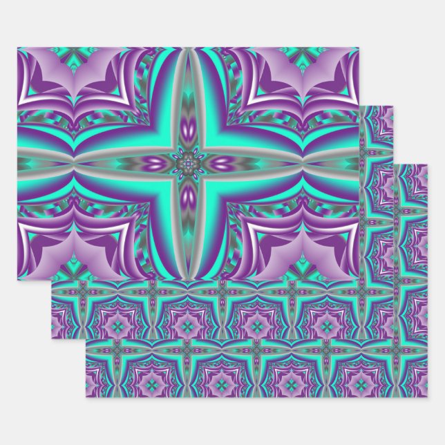 Feuille De Papier Cadeau Cercles Concentrés Appliqués Au Point Abstrait (Lot)