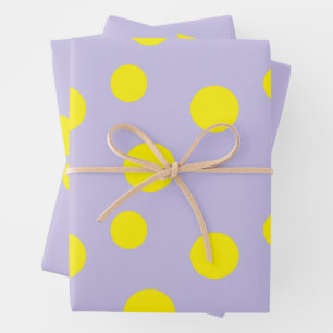 Feuille De Papier Cadeau Cercles jaunes sur motif pourpre