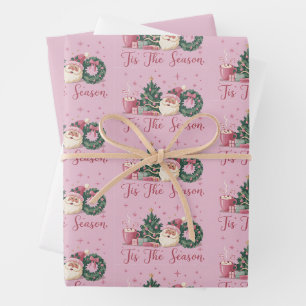 Feuille De Papier Cadeau C'est la saison de Noël Mignon Hiver Père Noël 