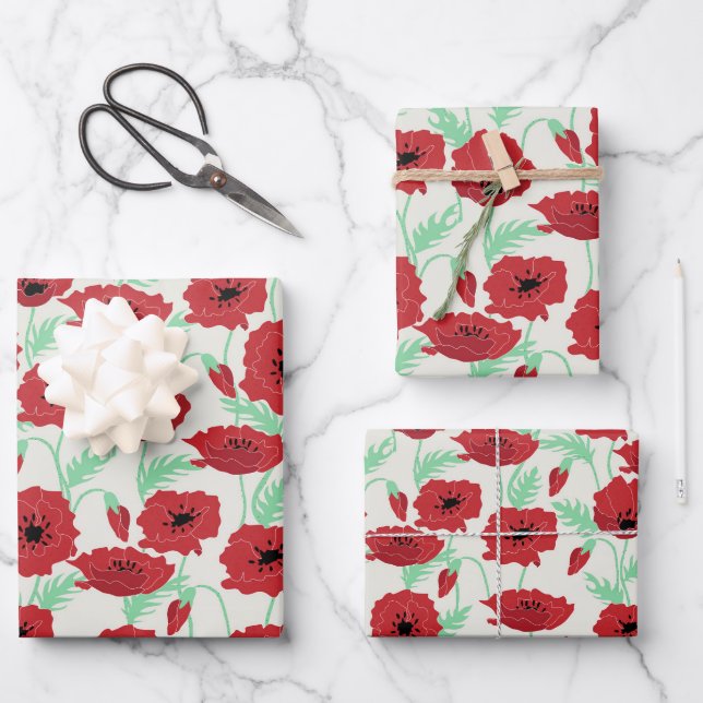 FEUILLE DE PAPIER CADEAU CHAMP POPPY (Recto)